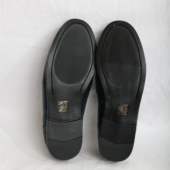 ASOS faux snake skin green black rounded toe size 7 loafers sliver buckle - Picture 7 of 7